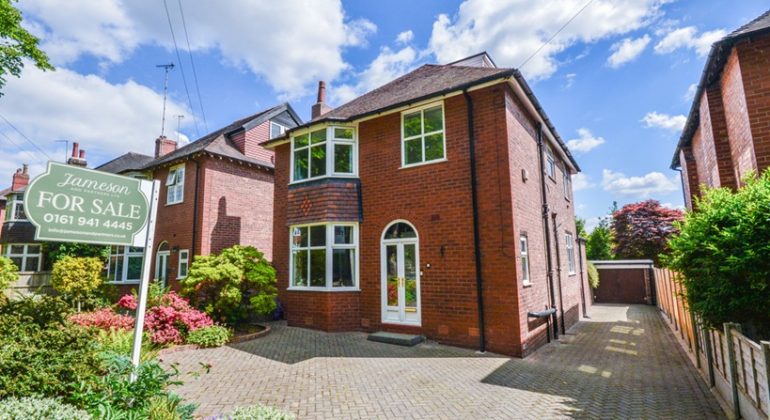 Image of Altrincham property for sale with Jameson and Partners estate agent For Sale sign outside