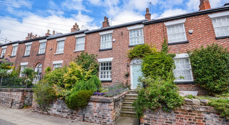 An image of terraced homes in Altrincham to support the Jameson and Partners estate agents article 'Altrincham named best place to live 2026 in the Northwest