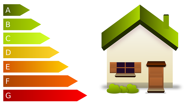 An image of a house and next to it, the energy ratings from A to G
